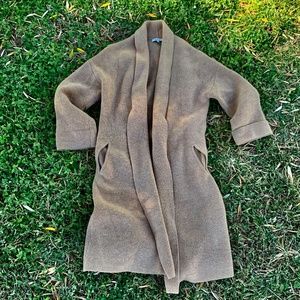 Madewell 100% Merino Wool Cardigan Sweater Duster Small Minimalist Tan